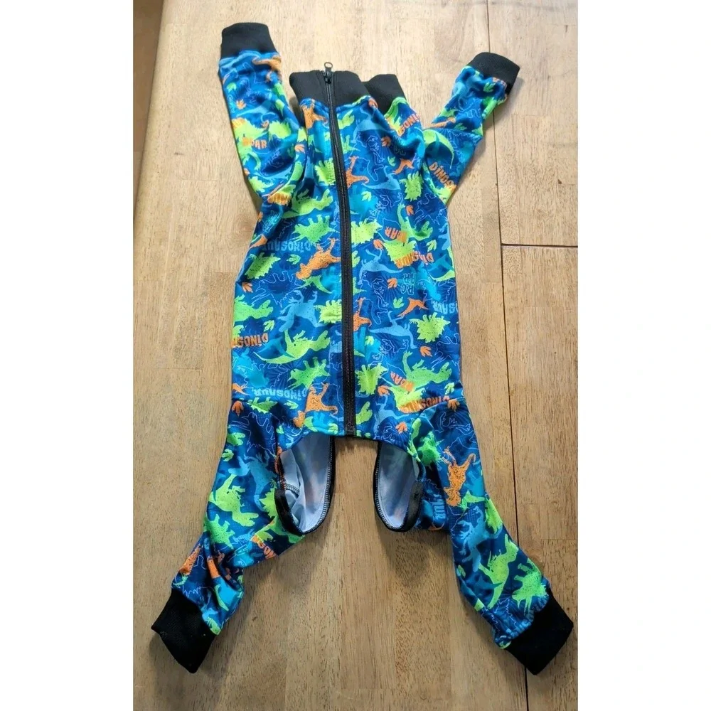 Dog Surgical Recovery Suit One Piece Dog Cone Alternative‎ Dinosaur XL